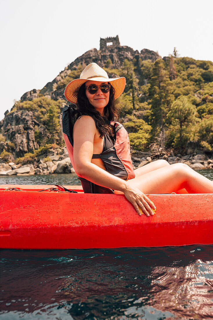 Portrait of woman in kayak