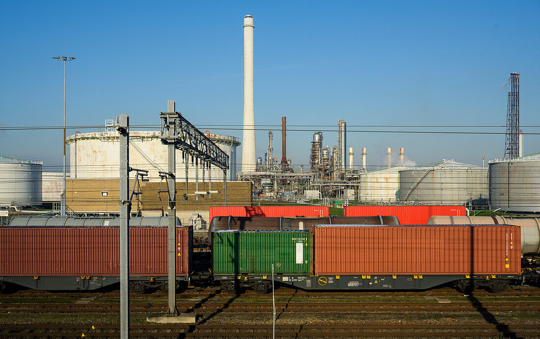 Netherlands, Rotterdam, Exterior of oil refinery