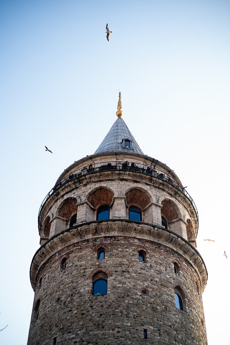 Turkey, Istambul, Low angle view of Galata Tower