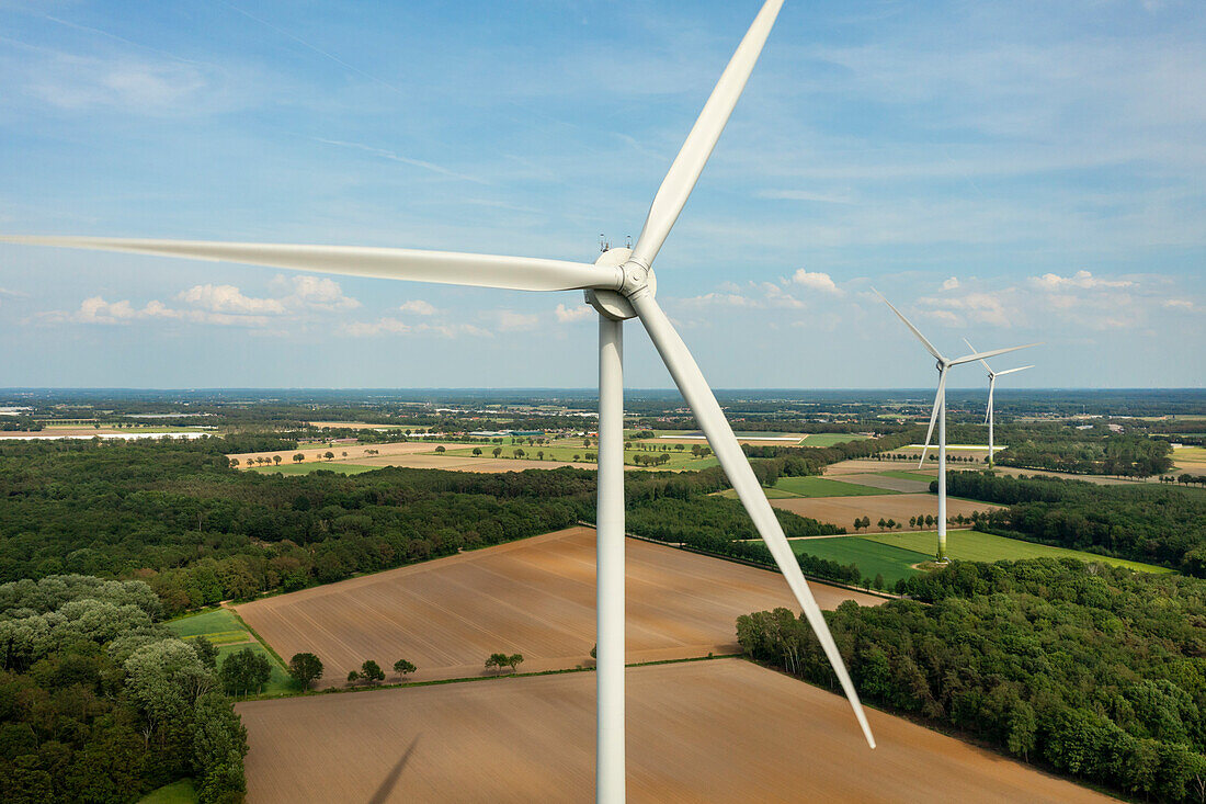 Wind turbines in spring