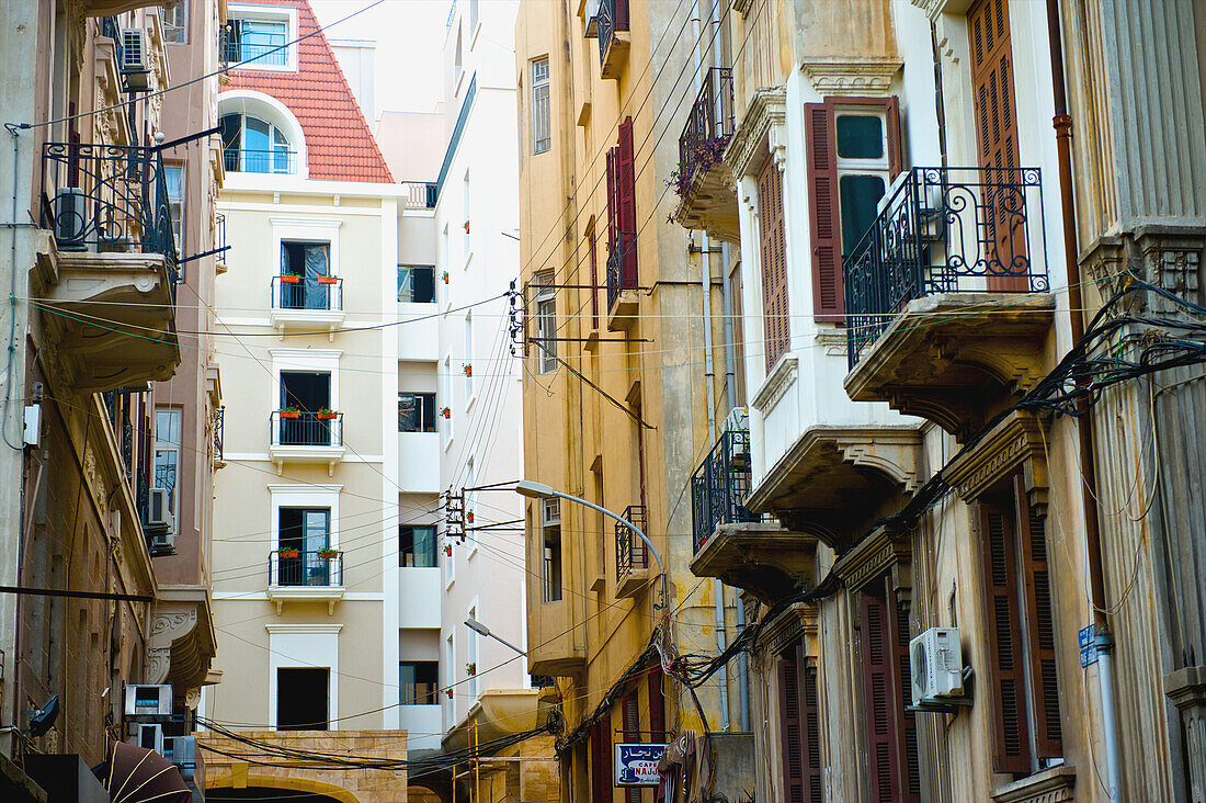 Residential Buildings With Small Balconies; Beirut, Lebanon