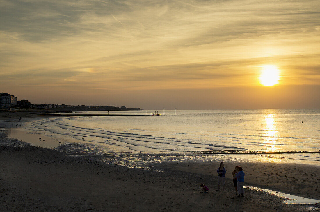 Beach At Sunset; Margate, Kent, England