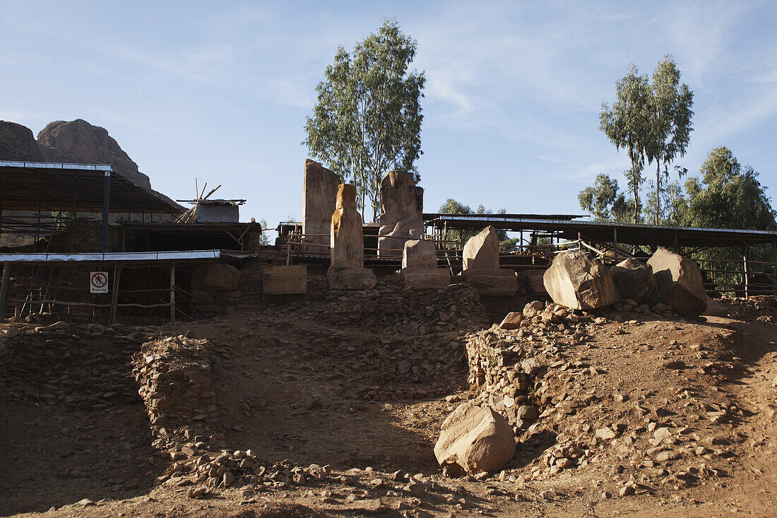 Ausgrabungen des sabäischen Tempels, Grat Beal Gebri Site; Yeha, Tigray Region, Äthiopien