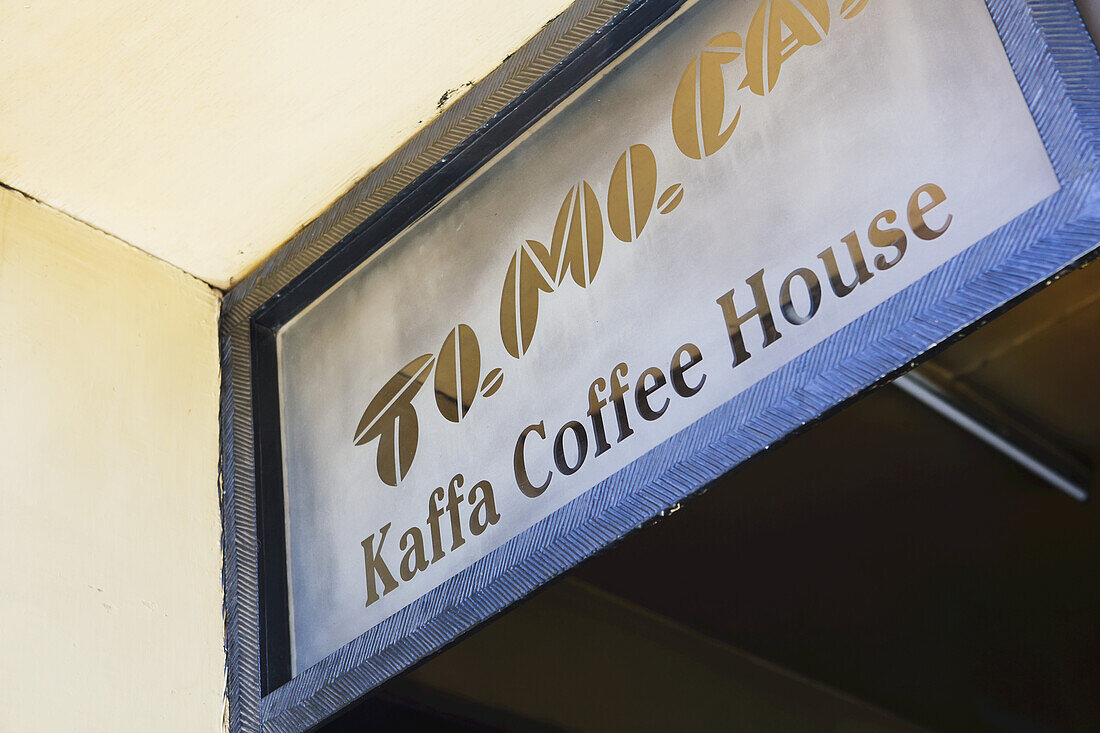 Coffee House Sign Outside The Tomoca Coffee House; Addis Ababa, Ethiopia