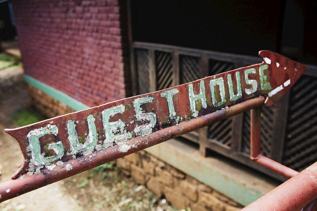 Guest House Sign On A Tea Estate In Highlands Of Ethiopia; Ethiopia