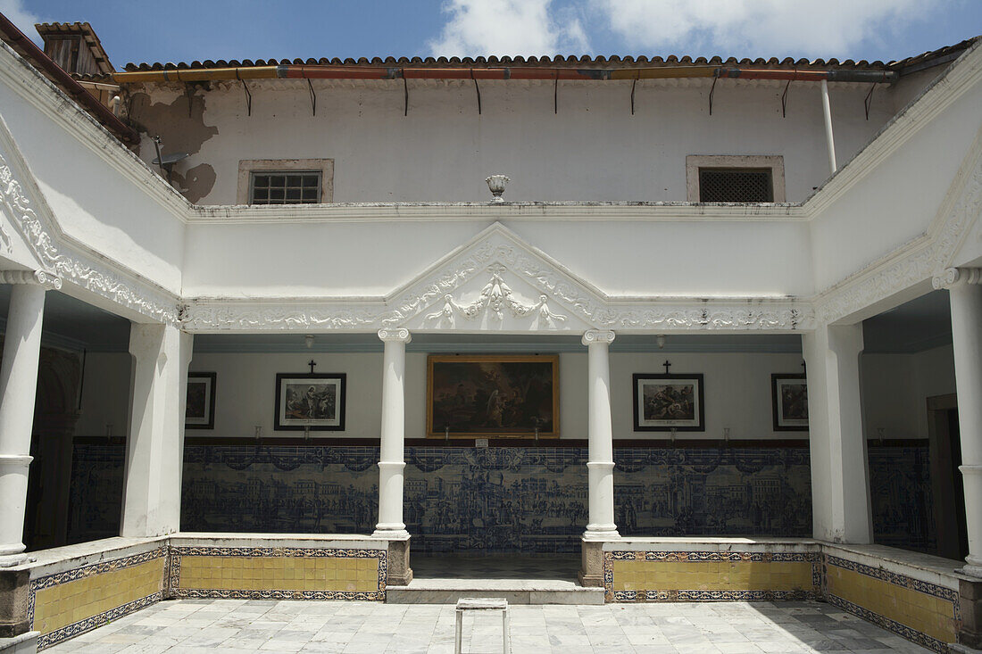 Portuguese Tiles In Cloister At Church Of Sao Francisco; Salvador, Brazil