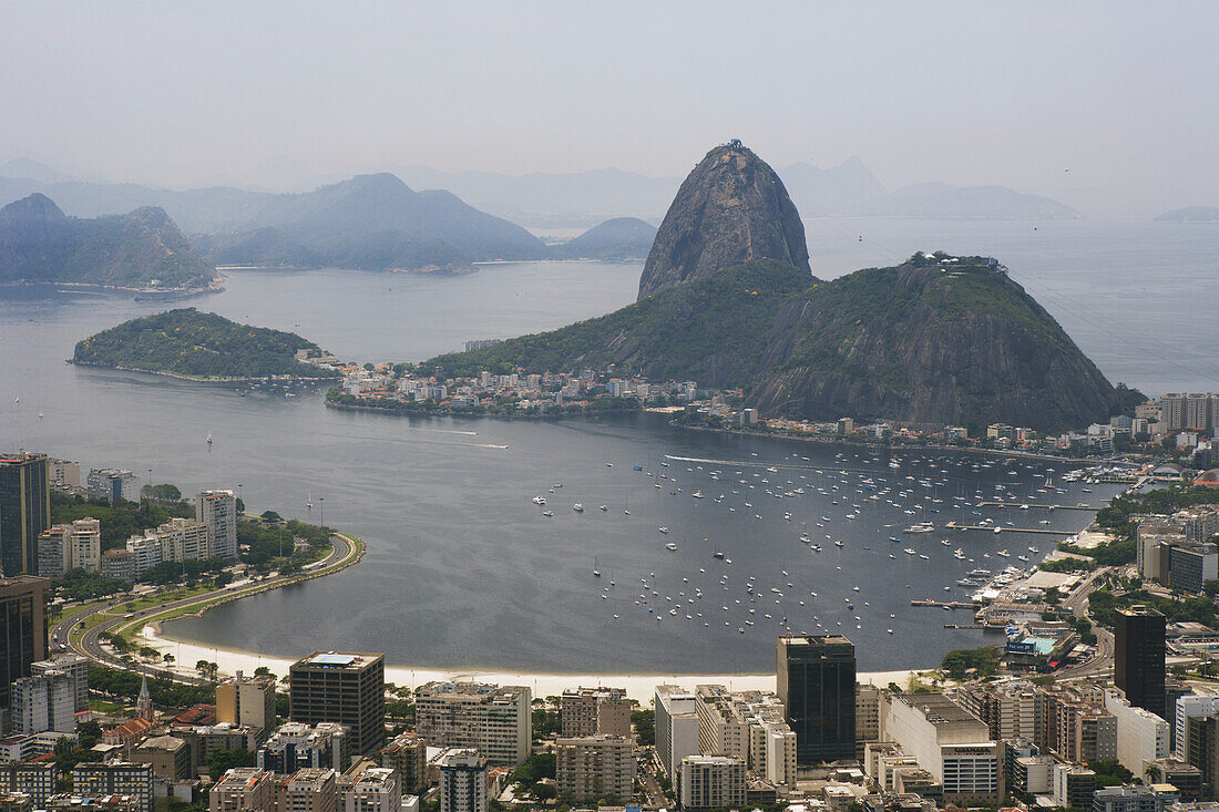 Botafogo Beach And Pao De Acucar, Sugar Loaf; Rio De Janeiro, Brazil