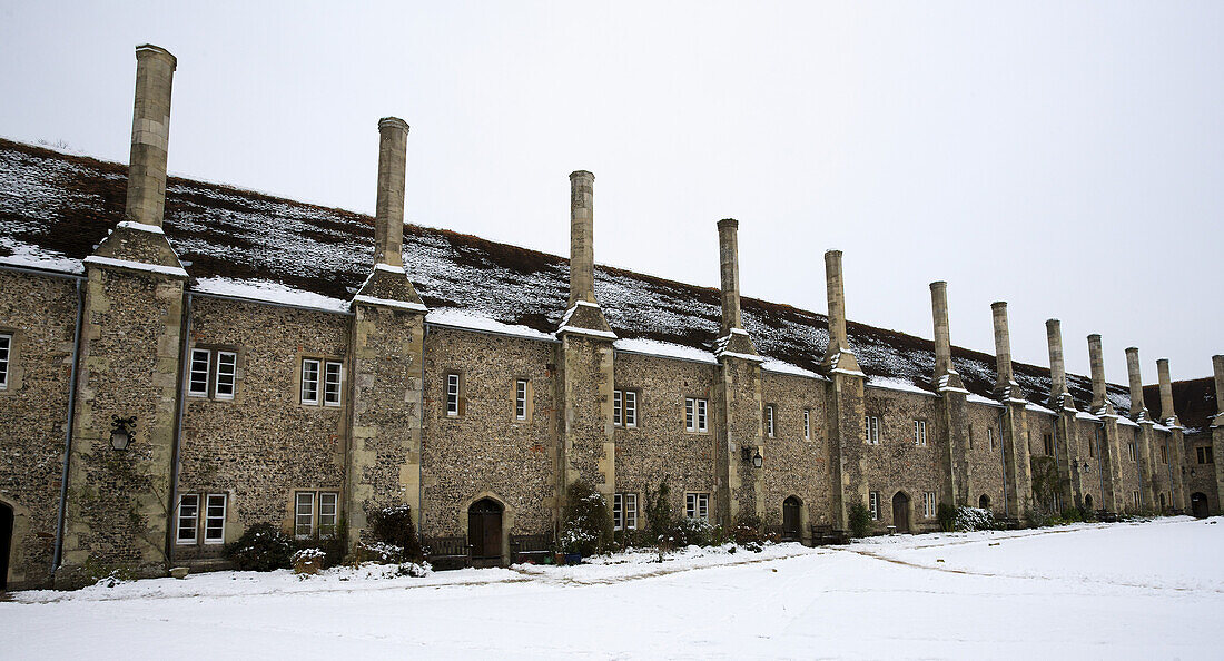 St. Cross Hospital In The Snow; Winchester, Hampshire, England