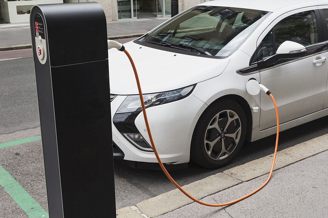 Opel Ampera Electric Car Being Recharged On Street; Llubljana, Slovenia