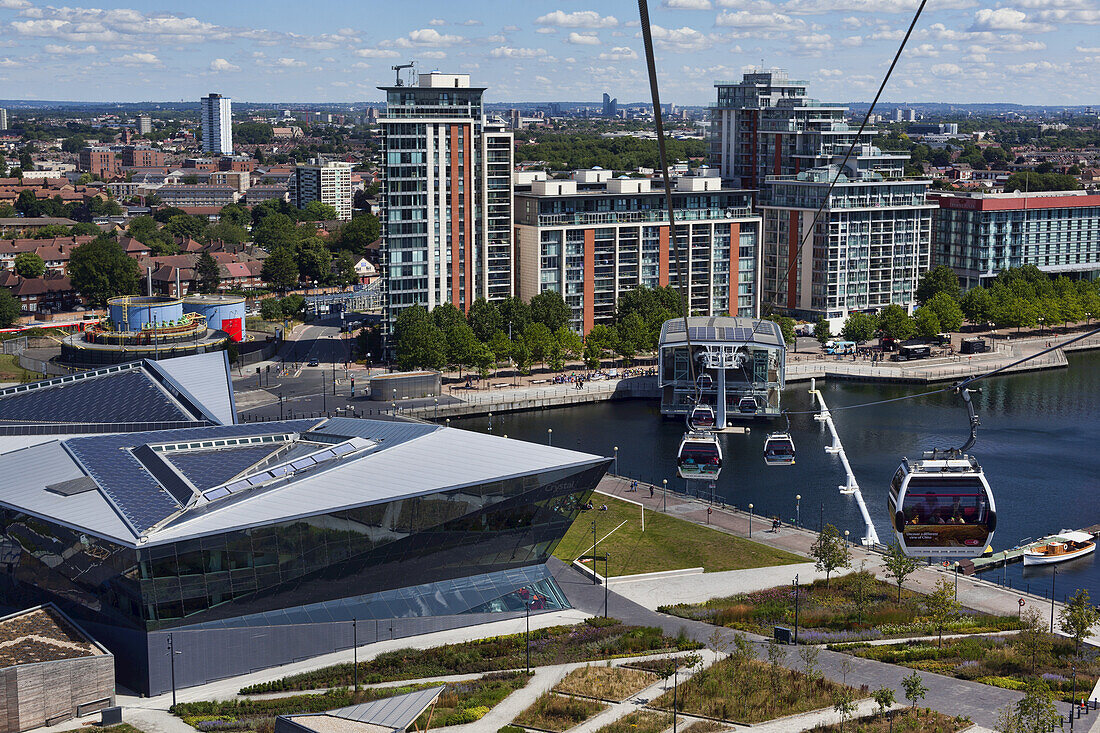 Elevated View Of Royal Victoria Dock From Cable Car; London, England