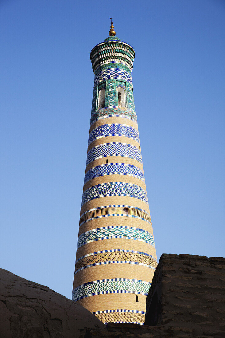 Islam Khoja Minaret, Inside Ichan Kala Old City; Khiva, Khwarezm, Uzbekistan