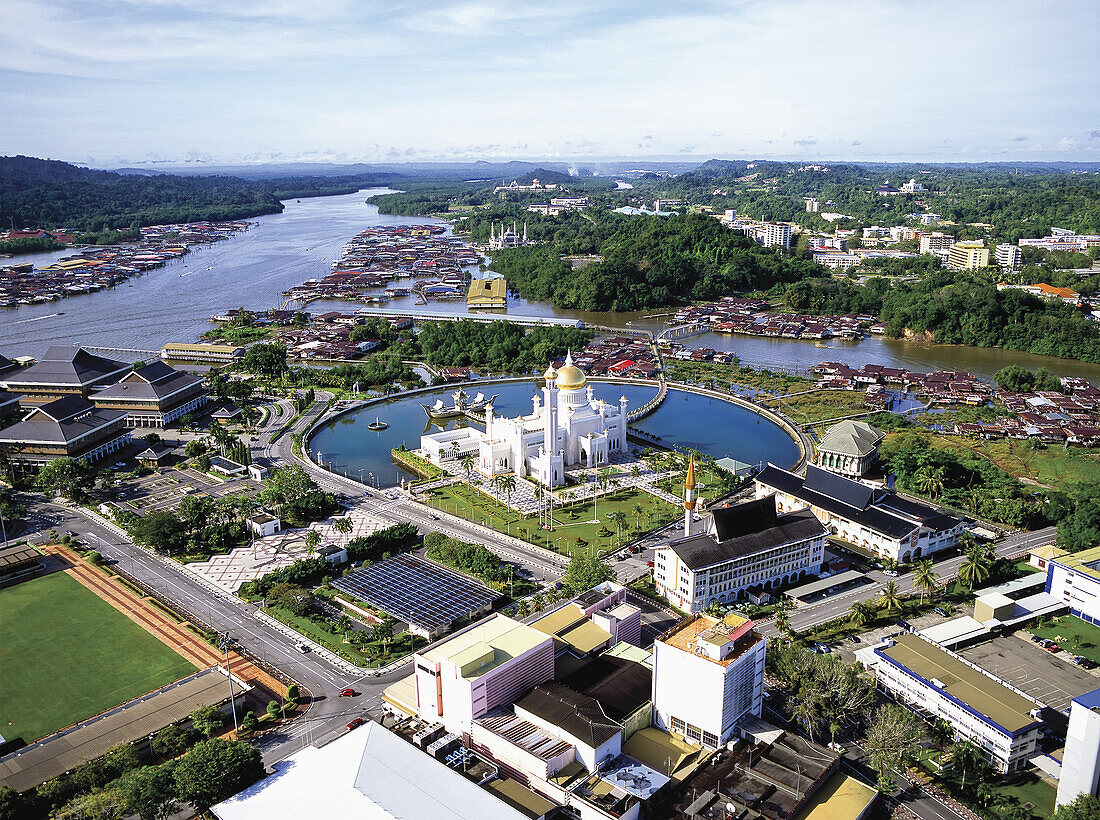 Aerial View Of Bandar Seri Begawan, The Capital Of Brunei; Bandar Seri Begawan, Brunei