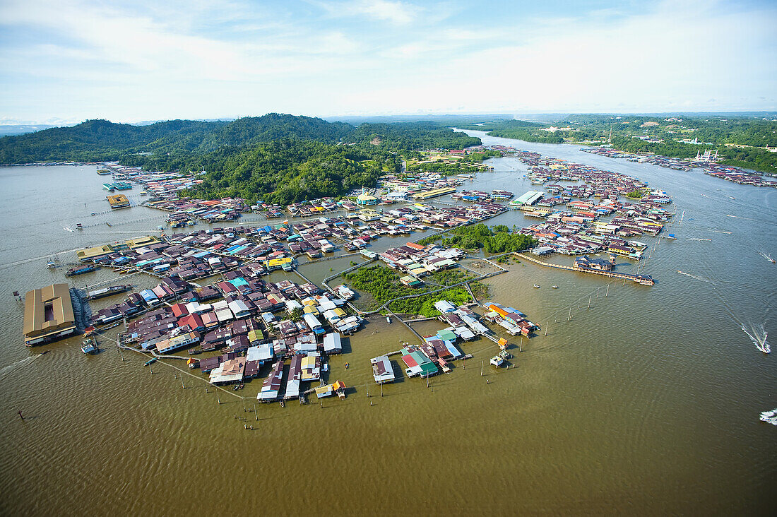 Aerial View Of Bandar Seri Begawan Floating Village; Bandar Seri Begawan, Brunei