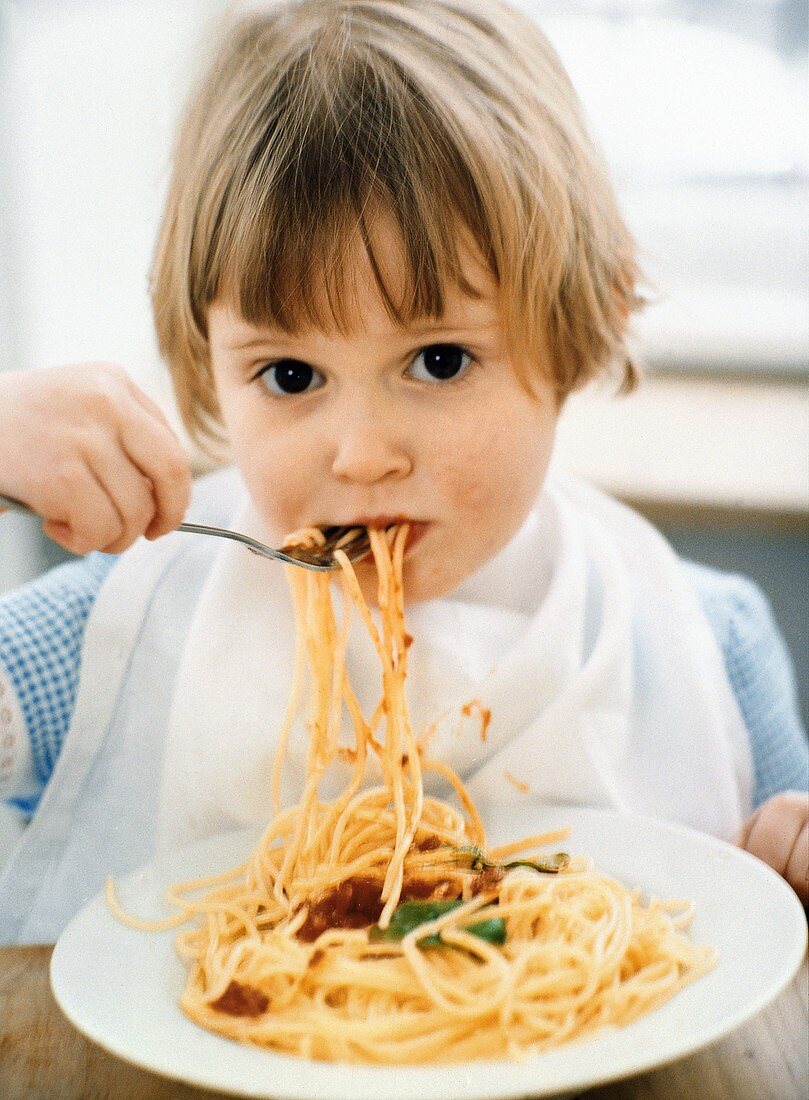 Child Eating Spaghetti