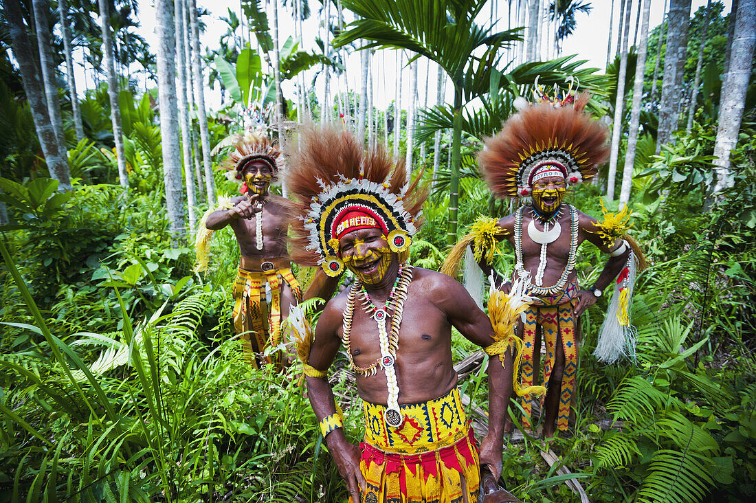 Mekeo Tribesmen From The Central Province Prepare For Traditional Ceremony; Papua New Guinea