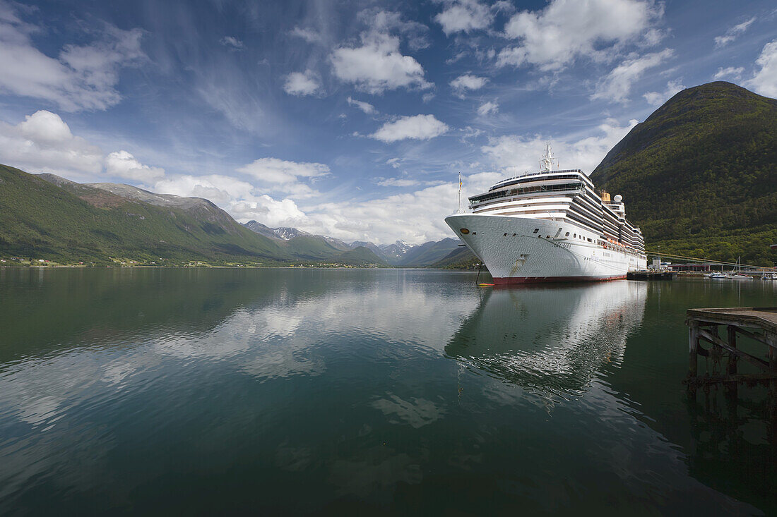 Cruise Ship Moored; Andalsnes, Rauma, Norway