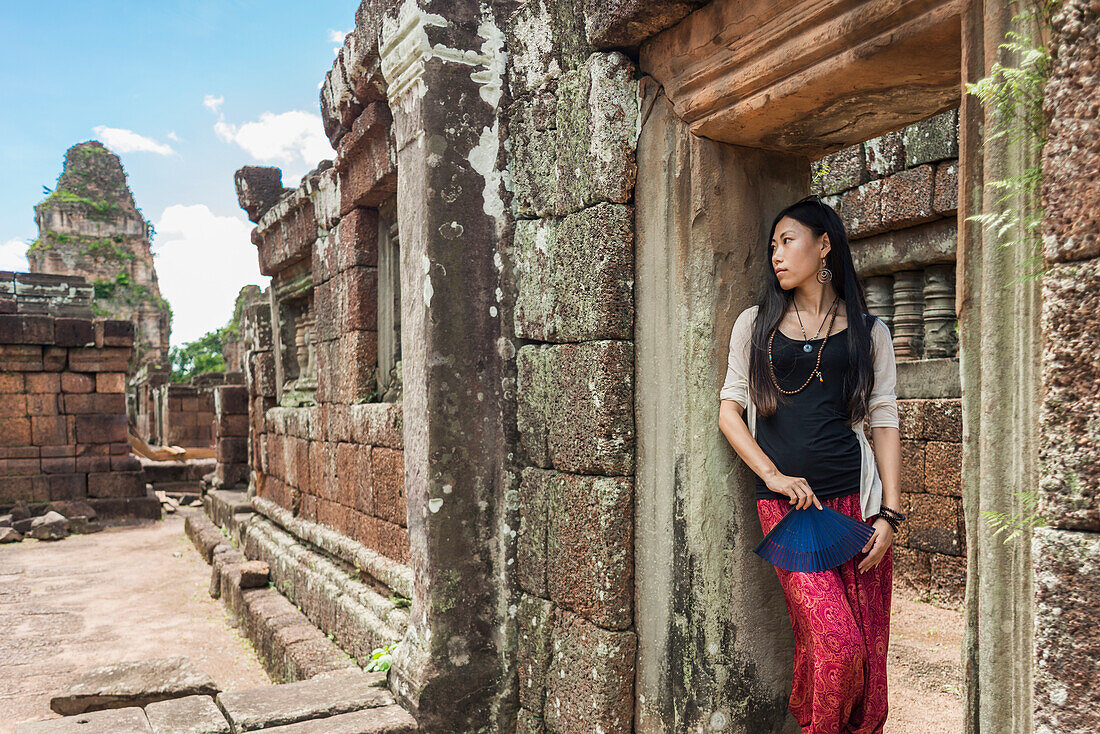 Dem Hindu-Gott Shiva gewidmeter Tempel East Mebon, erbaut von König Rajendravarman Vii im zehnten Jahrhundert, von Angkor; Siem Reap, Kambodscha