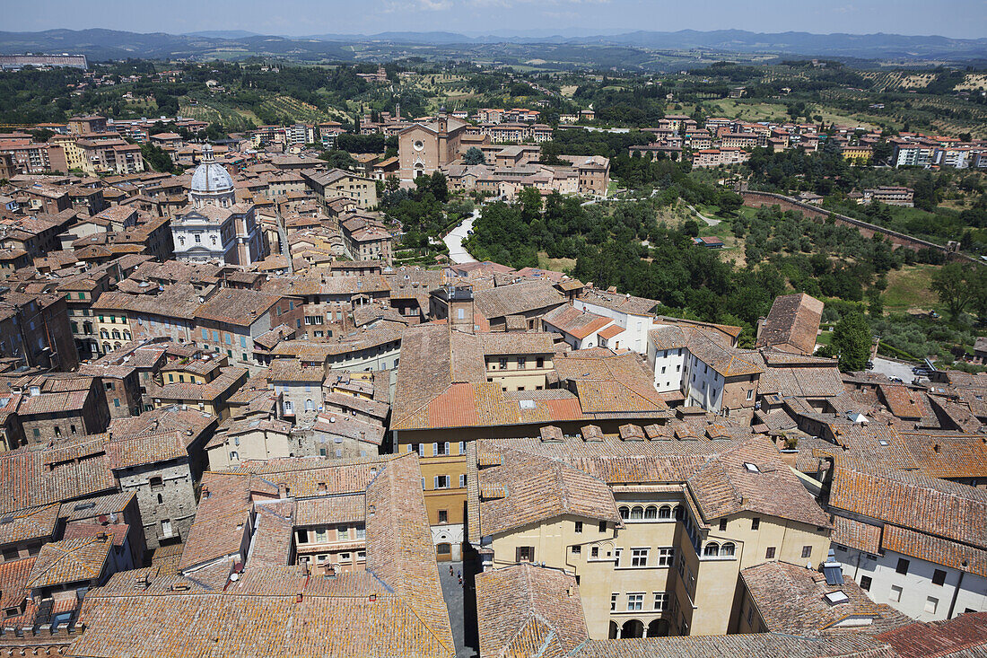 Aerial View Of The City Of Siena; Siena, Tuscay, Italy