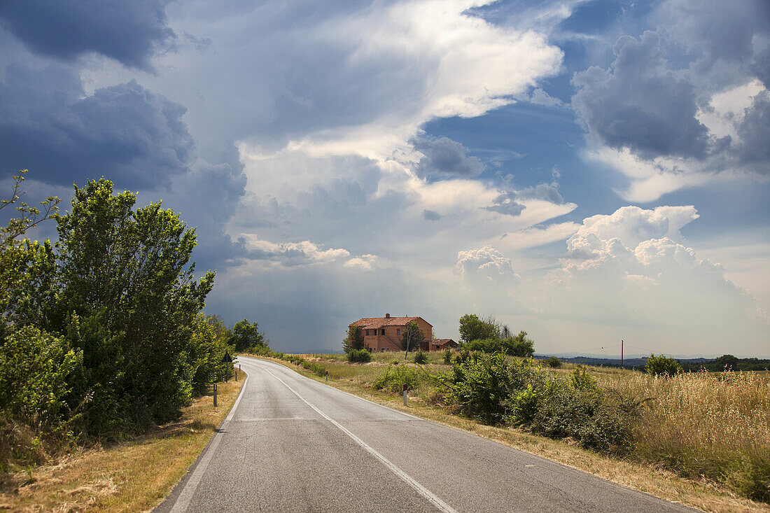 Weather Rolls Into The Tuscan Countryside; Sinalunga, Val D'orcia, Tuscany, Italy