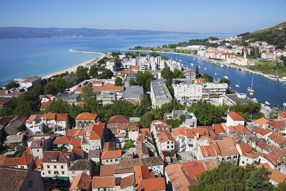 Red Rooftops And View Of The Dalmatian Coast; Omis, Split-Dalmatia, Croatia