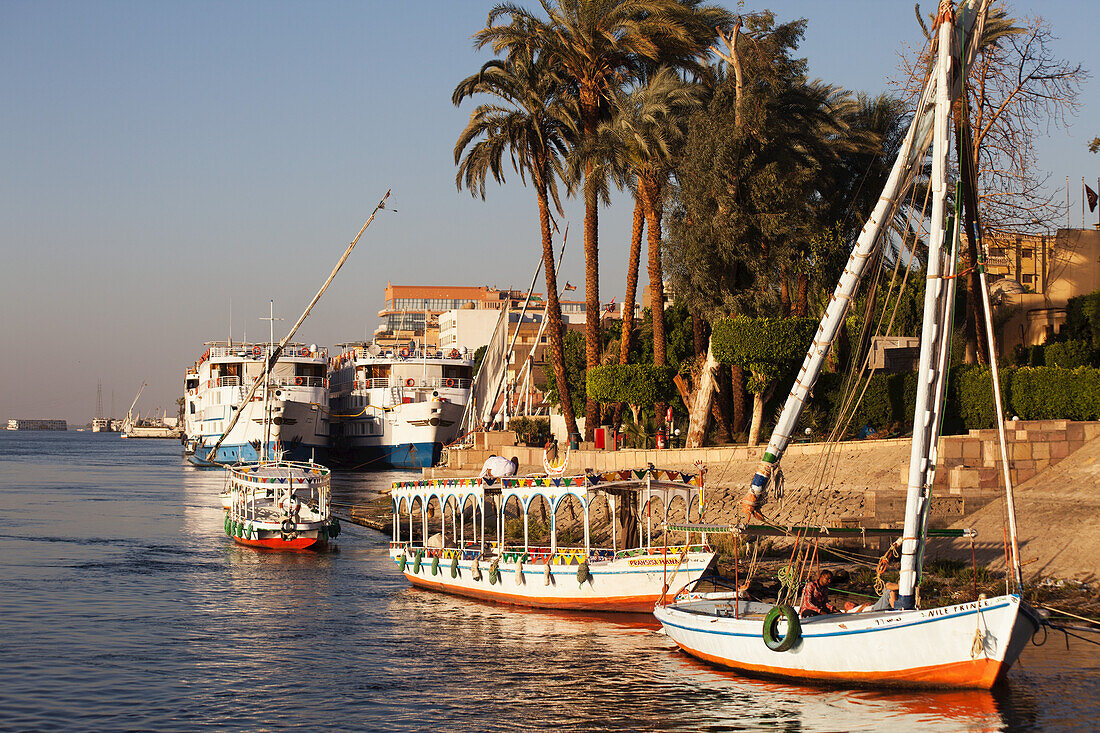 Feluccas On The Nile, Outside Sheraton Hotel; Luxor, Egypt