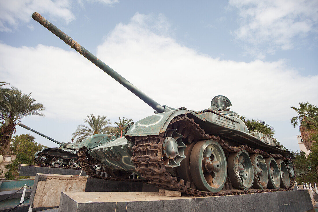 Plinthed Civil War Tanks; Taulud Island, Massawa, Eritrea
