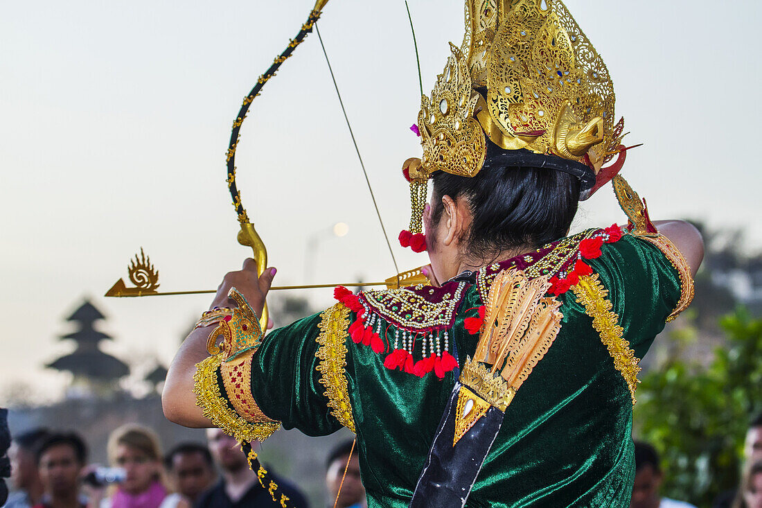 Balinese Dancer Using Codified Hand Positions And Gestures During A Kecak Dance Performance, Ulu Watu, Bali, Indonesia