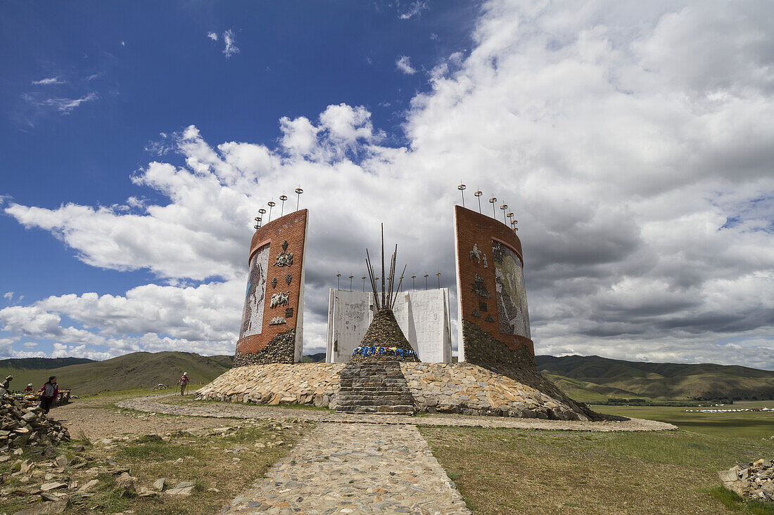 Ovoo With Prayer Flags In The Great Imperial Map Monument, Kharkhorin (Karakorum), Ã–vÃ¶rkhangai Province, Mongolia