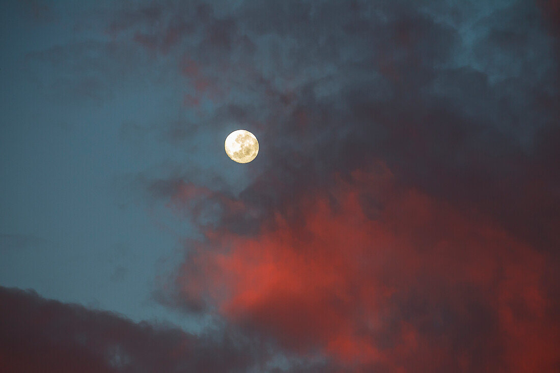 Moon Rising In Torres Del Paine National Park; Region Of Magallane, Chile