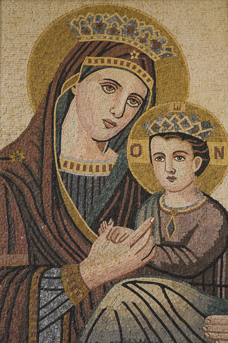 Mosaic On The Wall Of St George's Church; Madaba, Jordan