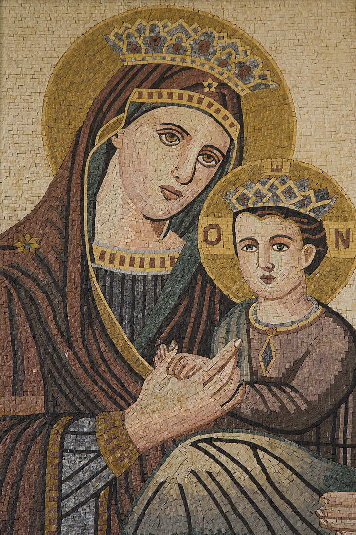 Mosaik an der Wand der St. Georgs-Kirche; Madaba, Jordanien.
