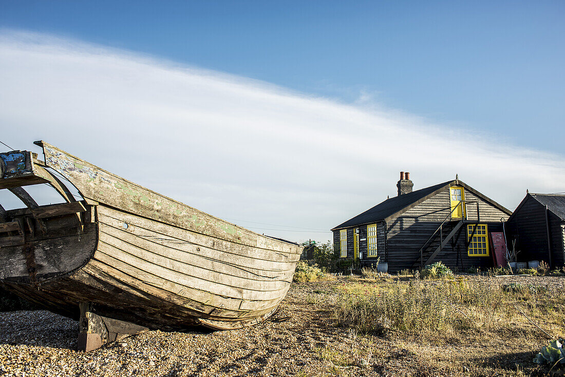 English Film Director And Gardener Derek Jarman's Old Cottage; Dungeness, Kent, England