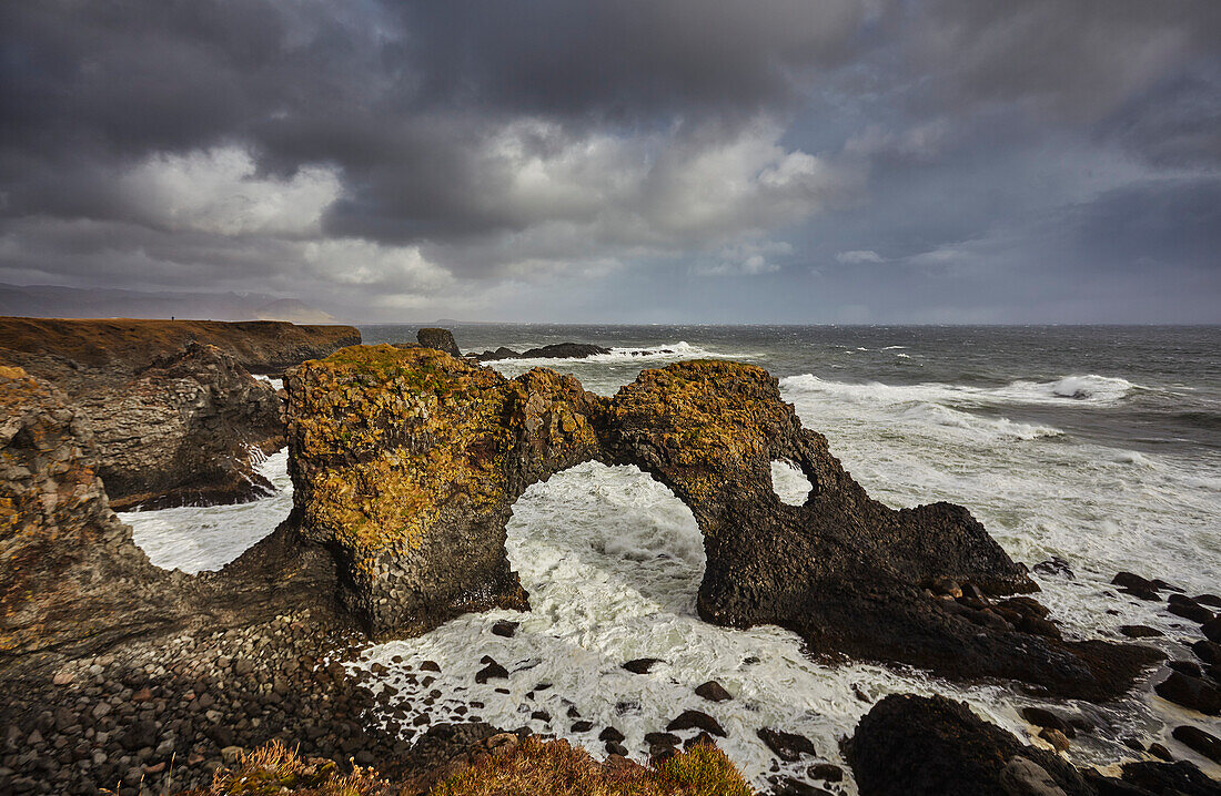 Rock arch at Arnastapi, Snaefellsnes peninsula, on the west coast of Iceland; Iceland