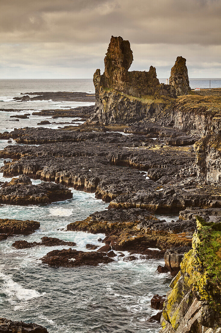 Rocks of Londranger in Snaefellsjokull National Park, Snaefellsnes peninsula, west coast of Iceland; Iceland