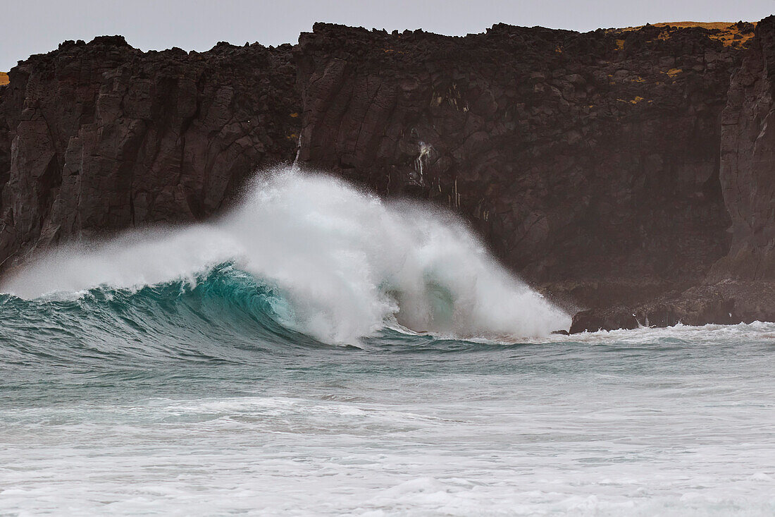 Surf at Skardavik, at the northwestern end of the Snaefellsnes peninsula, western Iceland; Iceland