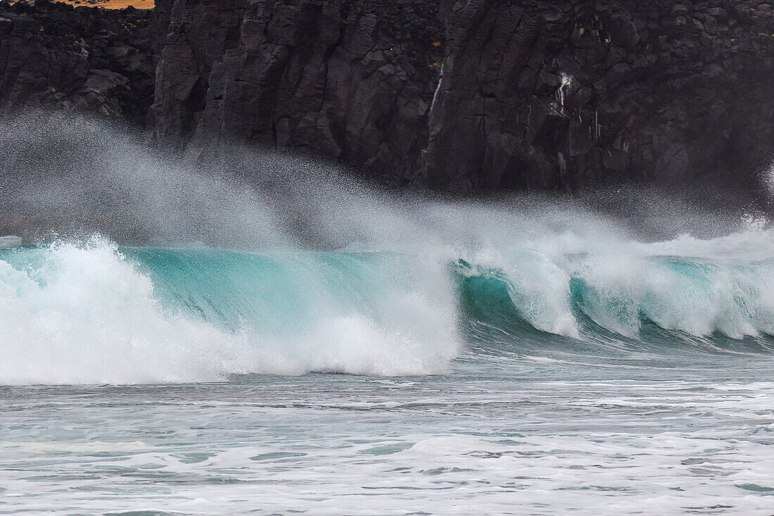 Surf at Skardavik, at the northwestern end of the Snaefellsnes peninsula, western Iceland; Iceland