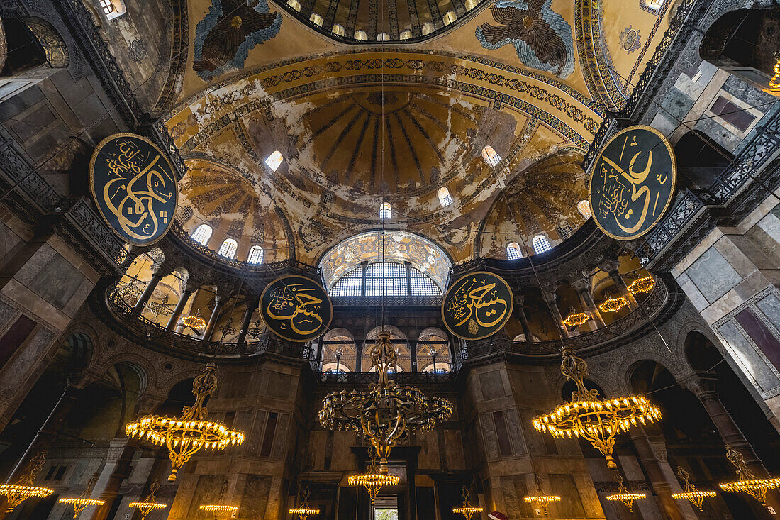 Hagia Sophia Grand Mosque interior; Istanbul, Turkey