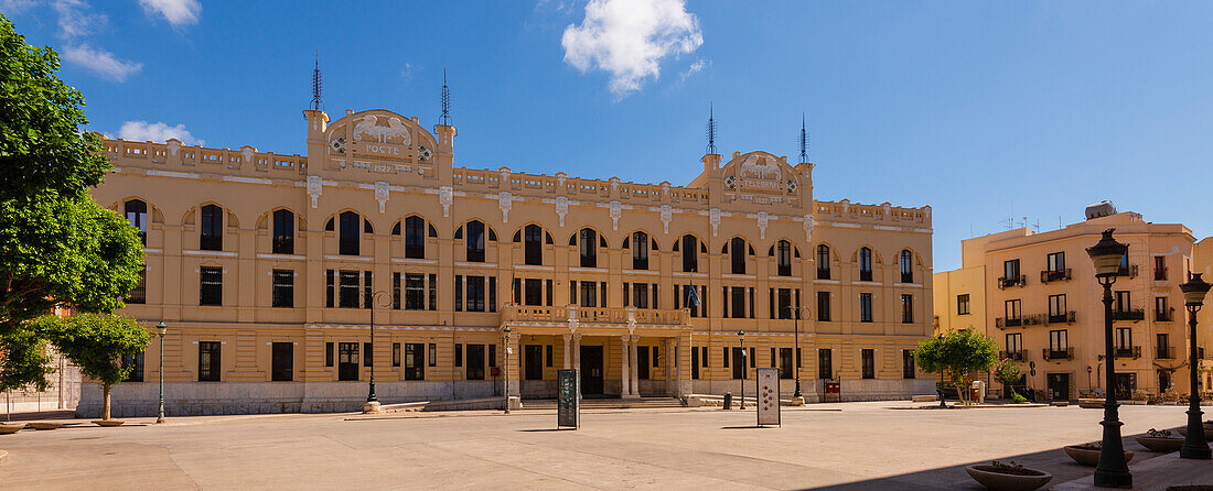 Facade of the Post Office Building in Trapani City; Trapani, Sicily, Italy
