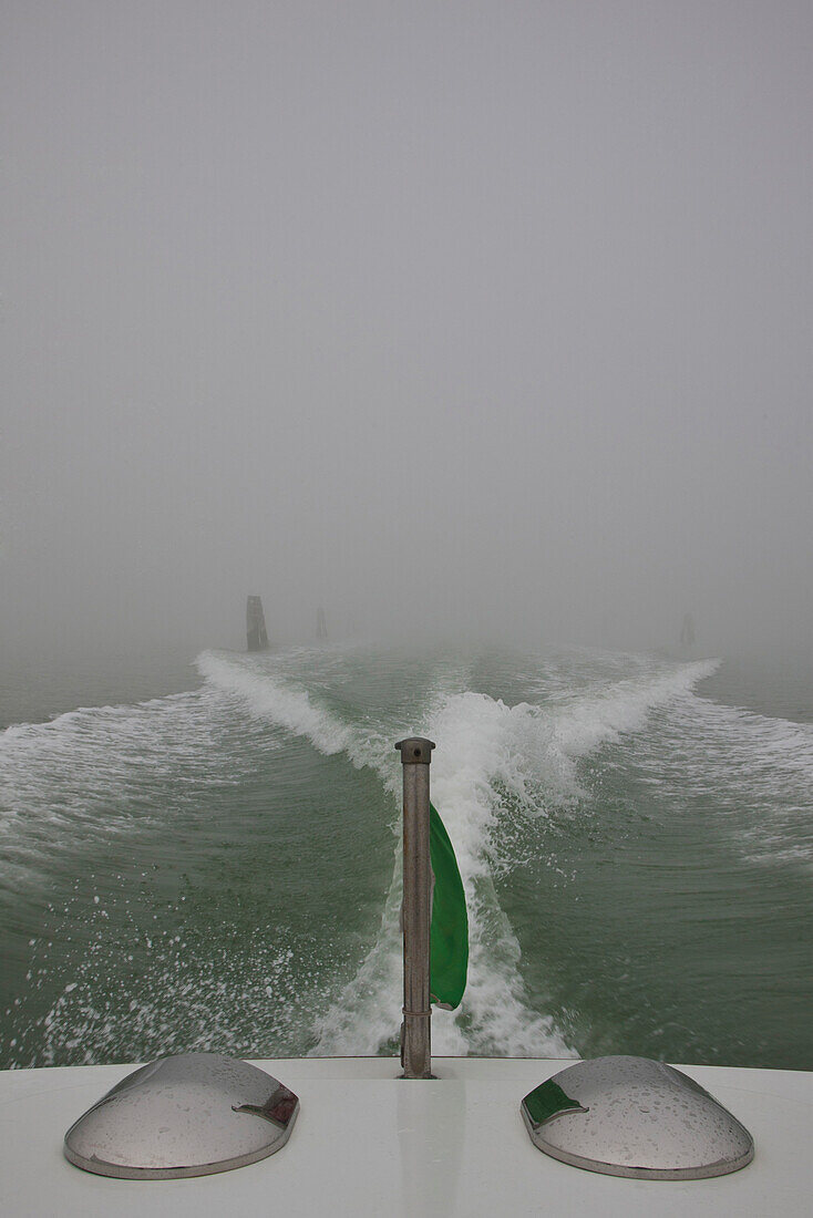 Stern of Motorboat with Water Wake