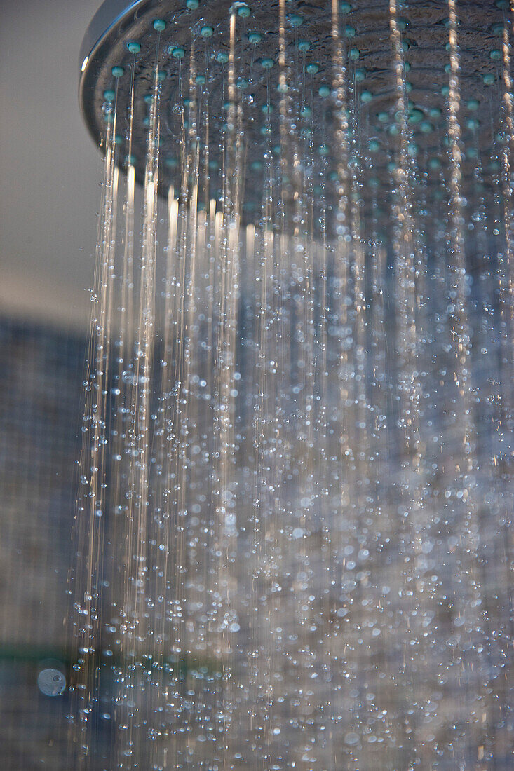 Water Running from Showerhead, Close-up view