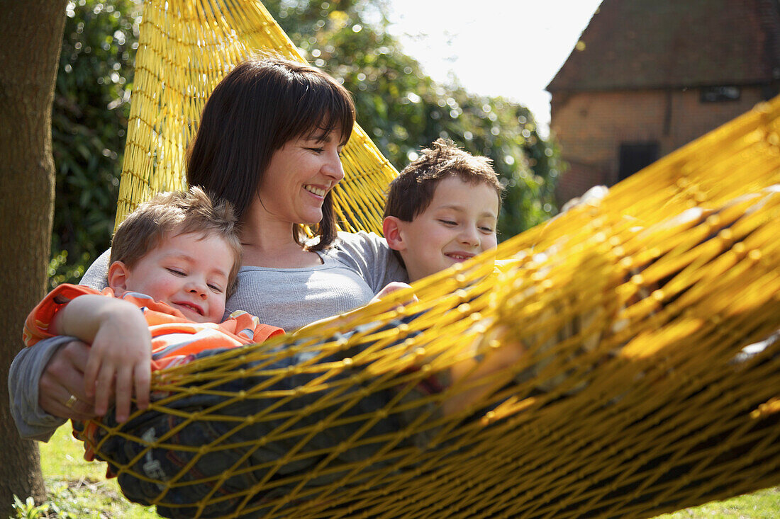 Woman and Children on Hammock