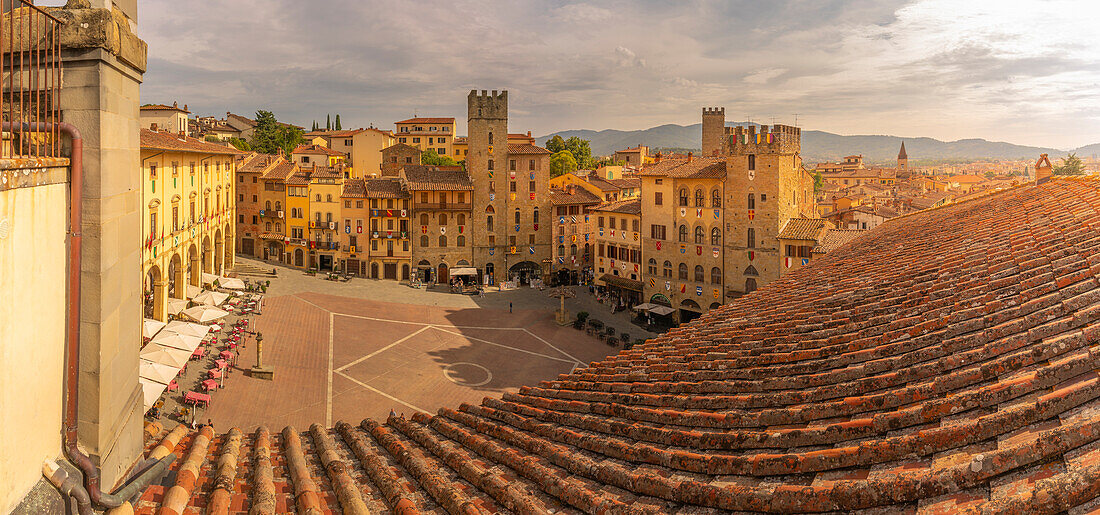 View of Piazza Grande from Palazzo della Fraternita dei Laici, Arezzo, Province of Arezzo, Tuscany, Italy, Europe