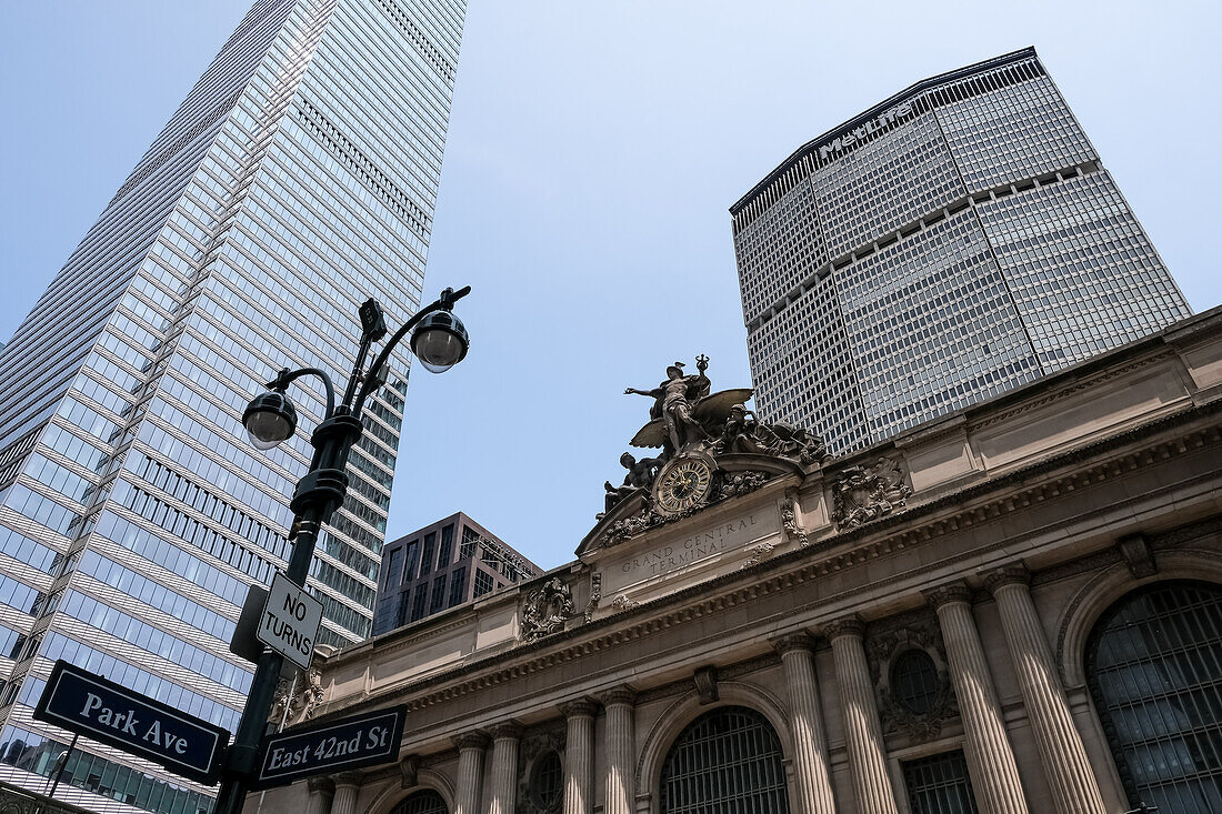 Architektonisches Detail des Grand Central Terminal (GCT) (Grand Central Station) (Grand Central), ein Nahverkehrsterminal, das drittgrößte in Nordamerika, Midtown Manhattan, New York City, Vereinigte Staaten von Amerika, Nordamerika
