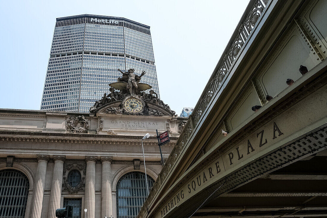 Architectural detail of Grand Central Terminal (GCT) (Grand Central Station) (Grand Central), a commuter rail terminal, third busiest of North America, Midtown Manhattan, New York City, United States of America, North America
