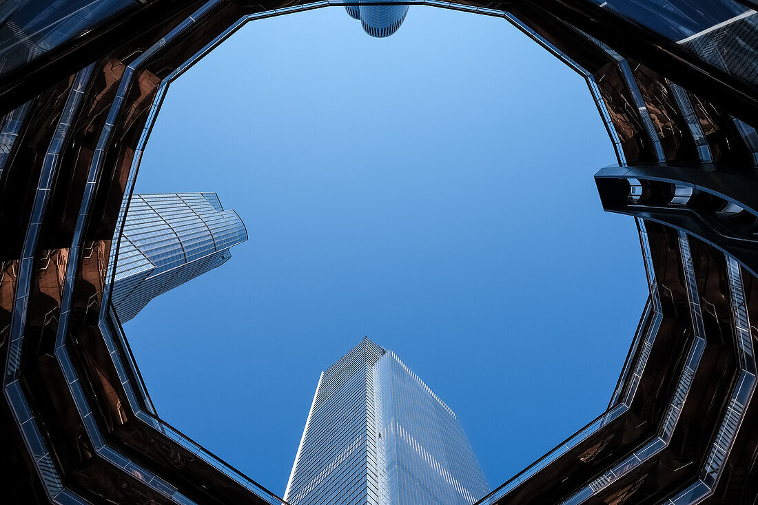 Architektonisches Detail von The Vessel, einem 16-stöckigen Gebäude und einer Besucherattraktion, das als Schlüsselelement des Hudson Yards Sanierungsprojekts errichtet wurde, Manhattan, New York City, Vereinigte Staaten von Amerika, Nordamerika