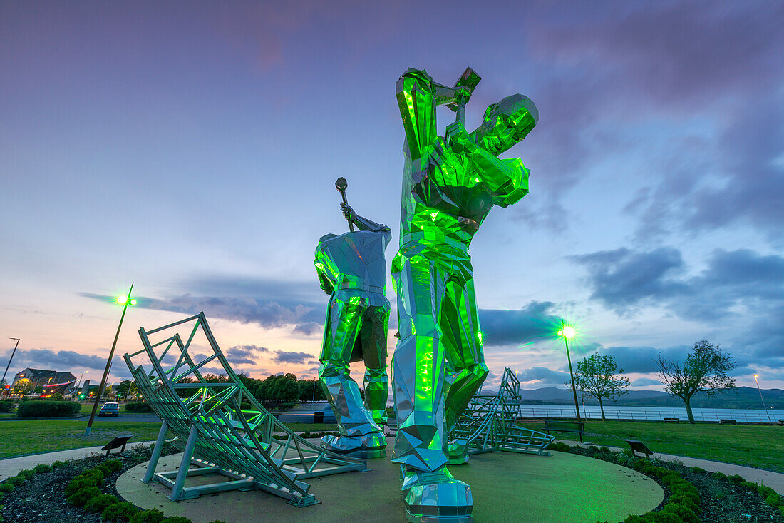 The Shipbuilders of Port Glasgow Statues, Coronation Park, Port Glasgow, Inverclyde, Scotland, United Kingdom, Europe