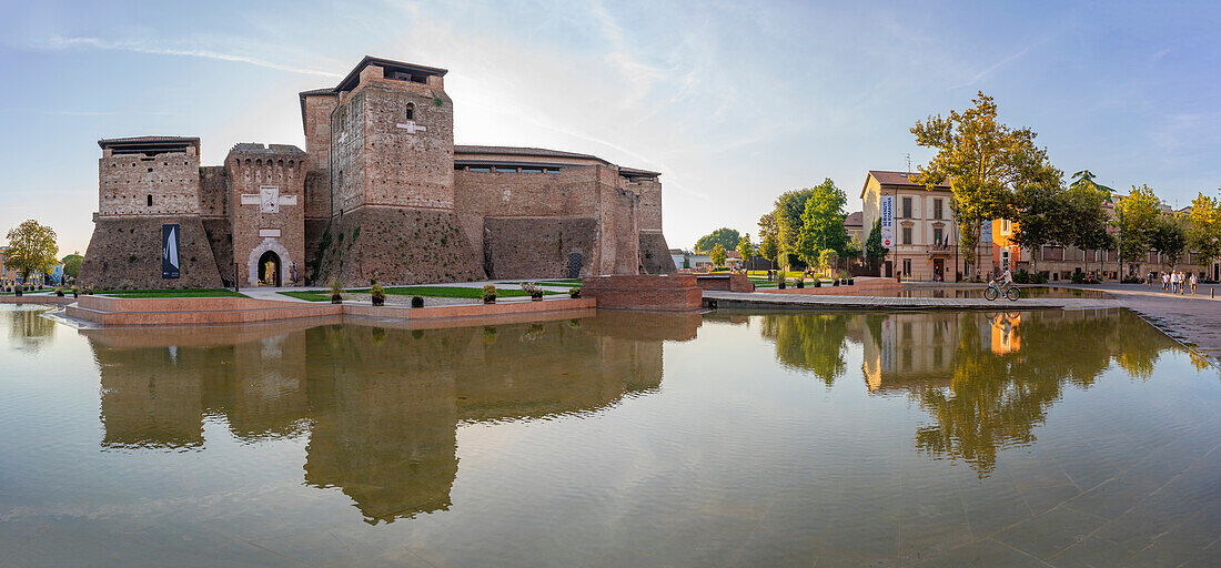 View of Rocca Malatestiana from Piazza Malatesta, Rimini, Emilia-Romagna, Italy, Europe