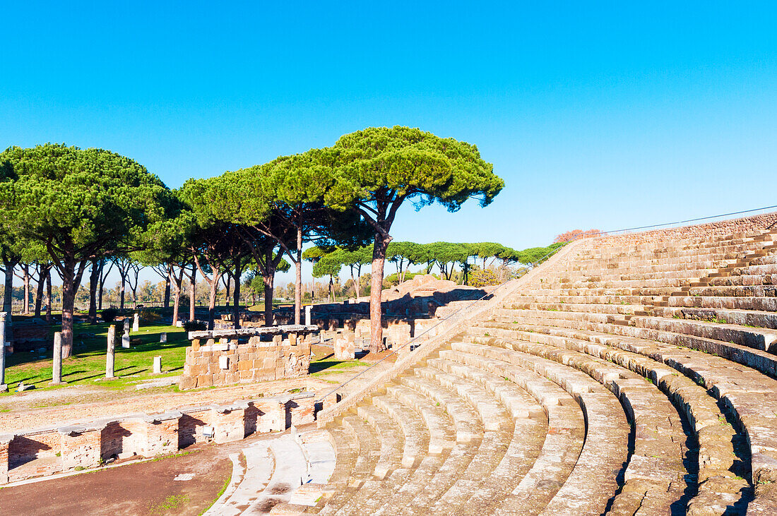 Theater, Ostia Antica archaeological site, Ostia, Rome province, Latium, Latium (Lazio), Italy, Europe