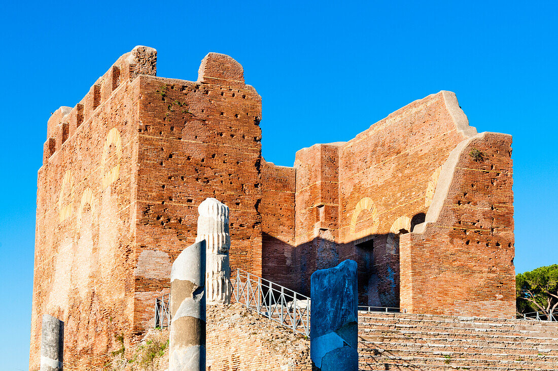 Kapitol, archäologische Ausgrabungsstätte Ostia Antica, Ostia, Provinz Rom, Latium, Italien, Europa