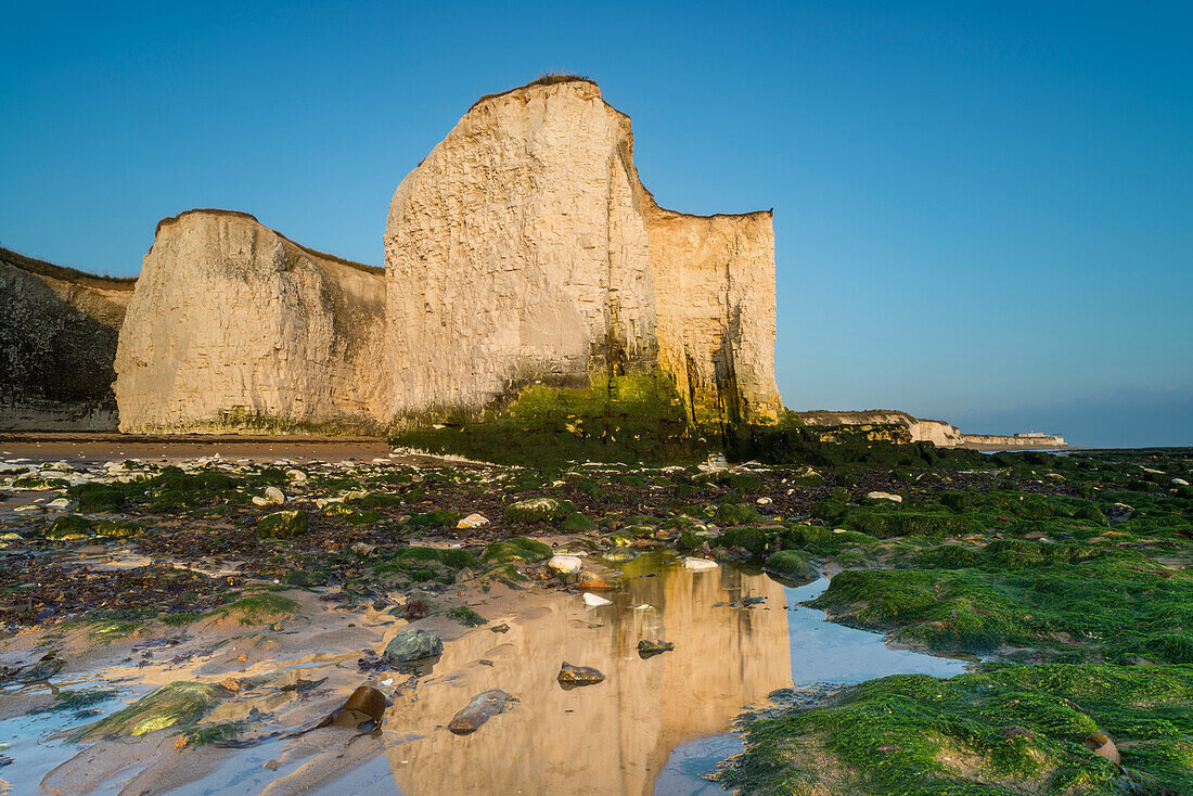 Chalk cliffs reflected, Botany Bay, Broadstairs, Kent, United Kingdom, Europe